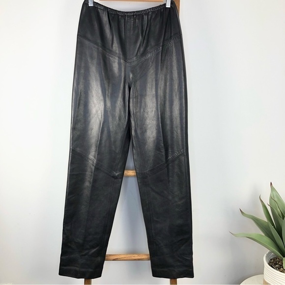 VINTAGE black baggy leather pants size M